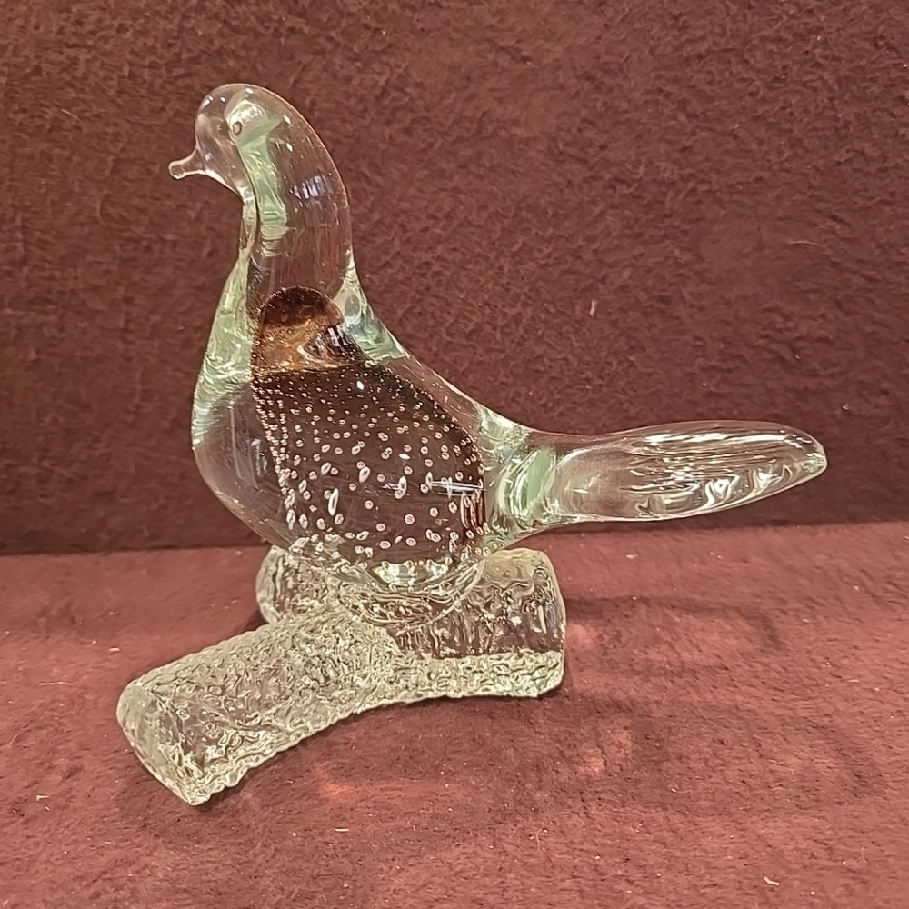 Vtg Art Glass Murano Bird on Branch Centerpiece